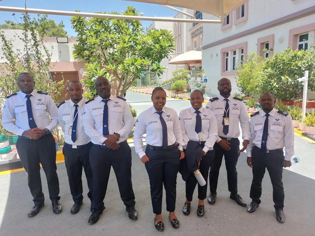TrustForce Security — a professional, mixed security team including female security officers deployed on site in Qatar. TrustForce provides female security guards for healthcare, hospitality, education, and event environments across Doha.